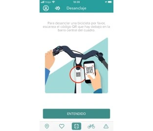 Sistema desanclaje bicicletas BiciMad código QR